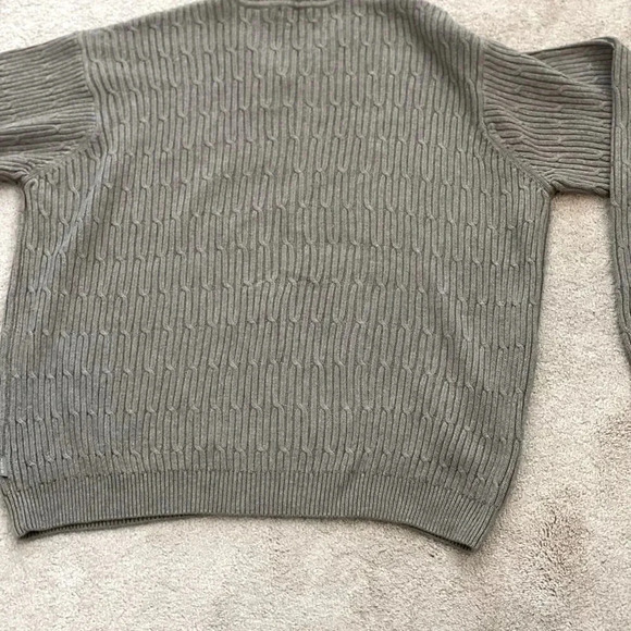 IZOD MUTED OLIVE GREEN V NECK CABLE KNIT SWEATER SIZE XXL - Picture 6 of 11
